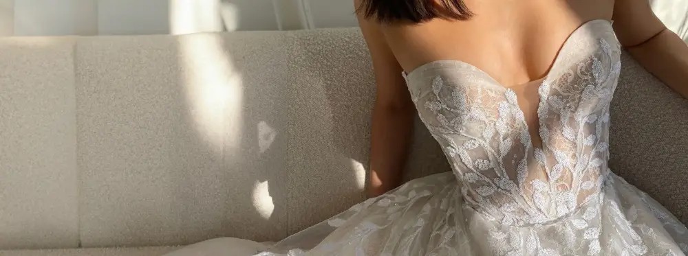 Model wearing a wedding dress